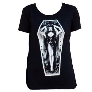 Mistress Vira Gothic Woman Coffin Tattoo Custom Art T-shirt S-M-L-XL-XXL NWT